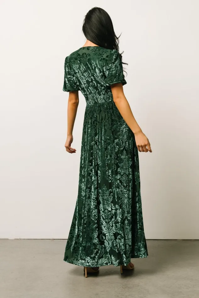 Baltic Born Wedding Guest Women Leslie Velvet Maxi Dress Pine