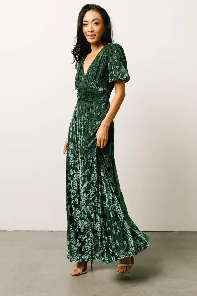 Baltic Born Wedding Guest Women Leslie Velvet Maxi Dress Pine