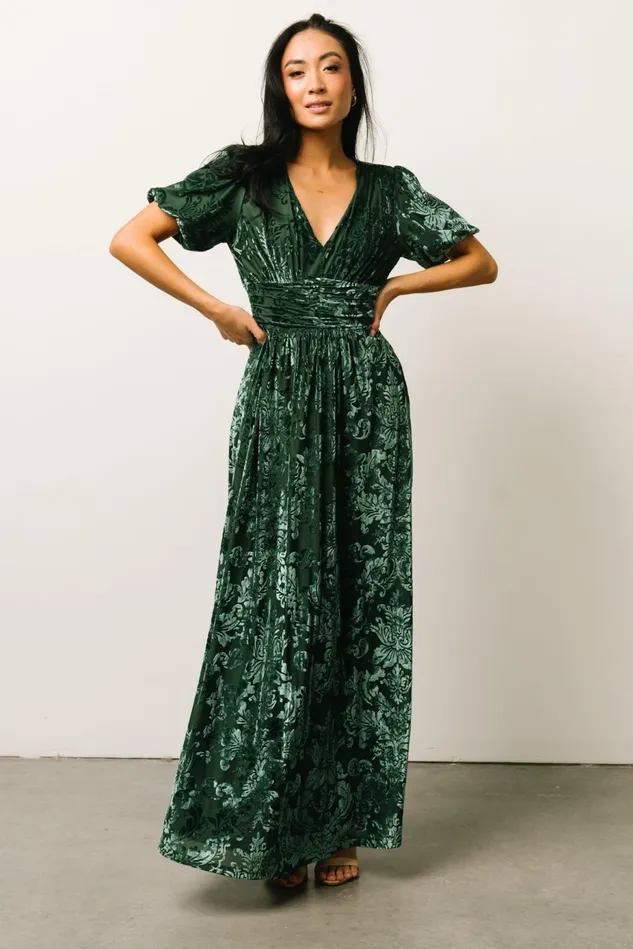 Baltic Born Wedding Guest Women Leslie Velvet Maxi Dress Pine