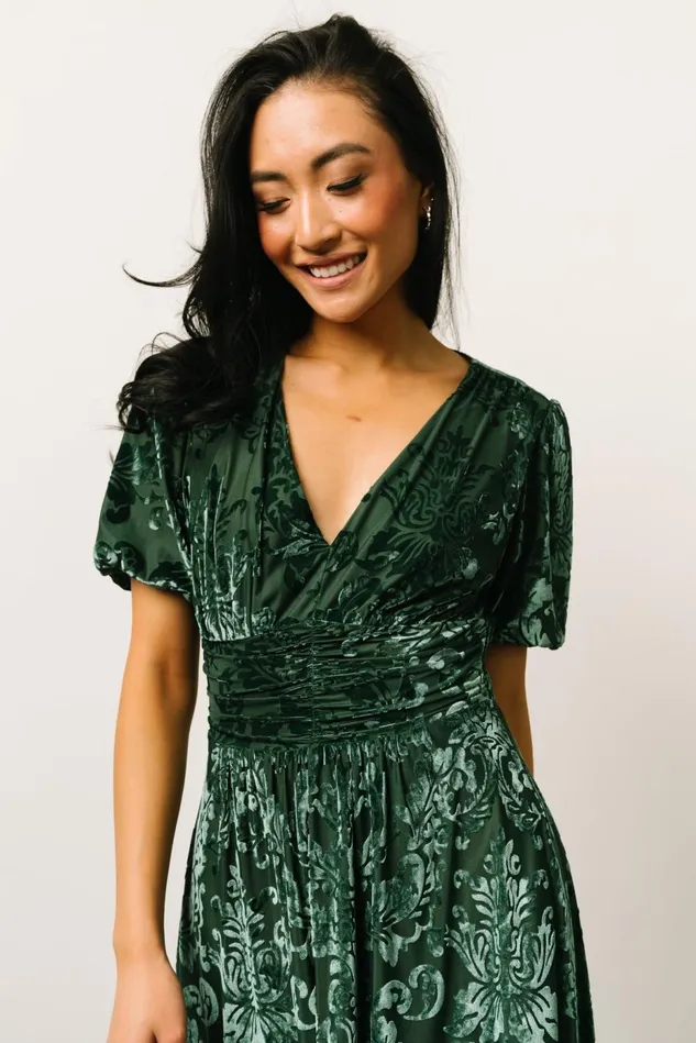 Baltic Born Wedding Guest Women Leslie Velvet Maxi Dress Pine
