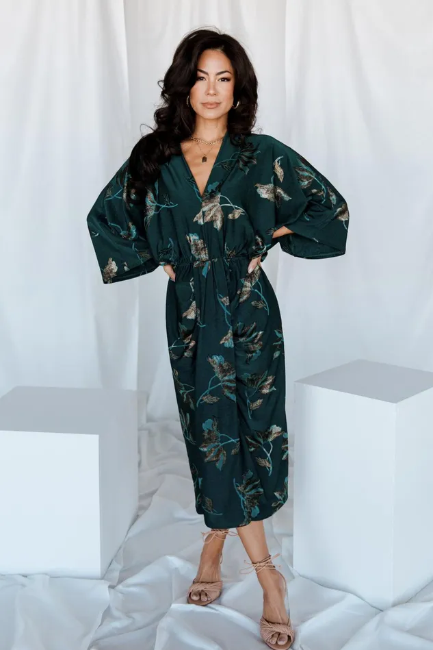 Baltic Born Wedding Guest Women Shaneen Ruched Midi Dress Jade Floral Shimmer Baltic Born Wedding Guest Women Shaneen Ruched Midi Dress Jade Floral Shimmer