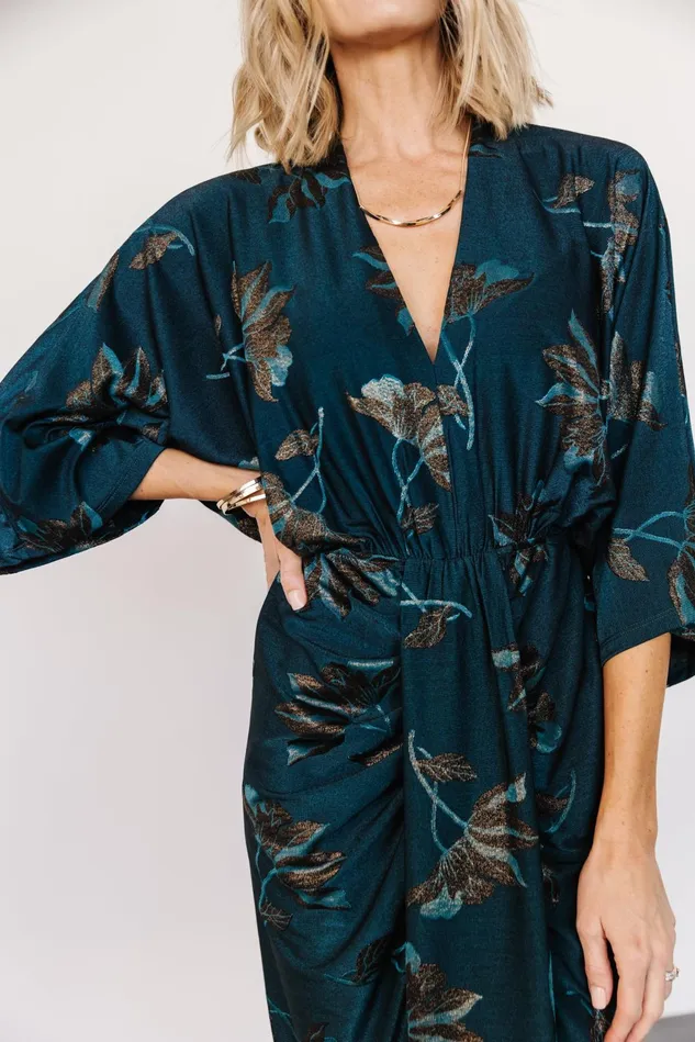Baltic Born Wedding Guest Women Shaneen Ruched Midi Dress Jade Floral Shimmer Baltic Born Wedding Guest Women Shaneen Ruched Midi Dress Jade Floral Shimmer