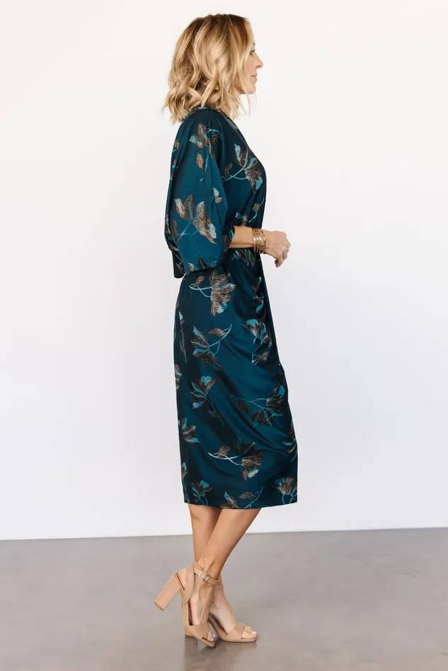 Baltic Born Wedding Guest Women Shaneen Ruched Midi Dress Jade Floral Shimmer Baltic Born Wedding Guest Women Shaneen Ruched Midi Dress Jade Floral Shimmer