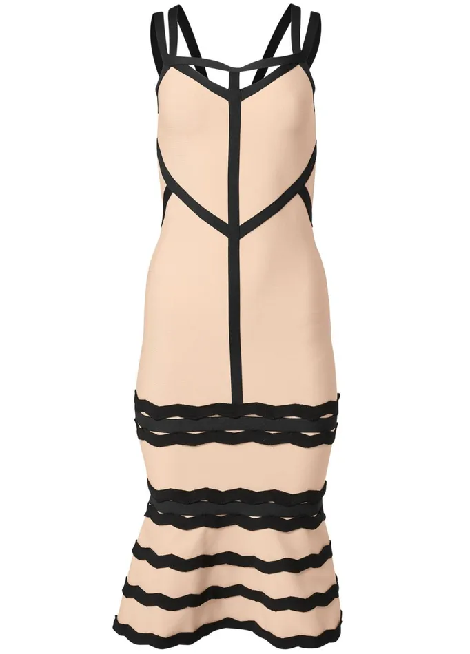 BANDAGE STRAPPY DRESS Burgundy and Black Women VENUS Midi Dresses