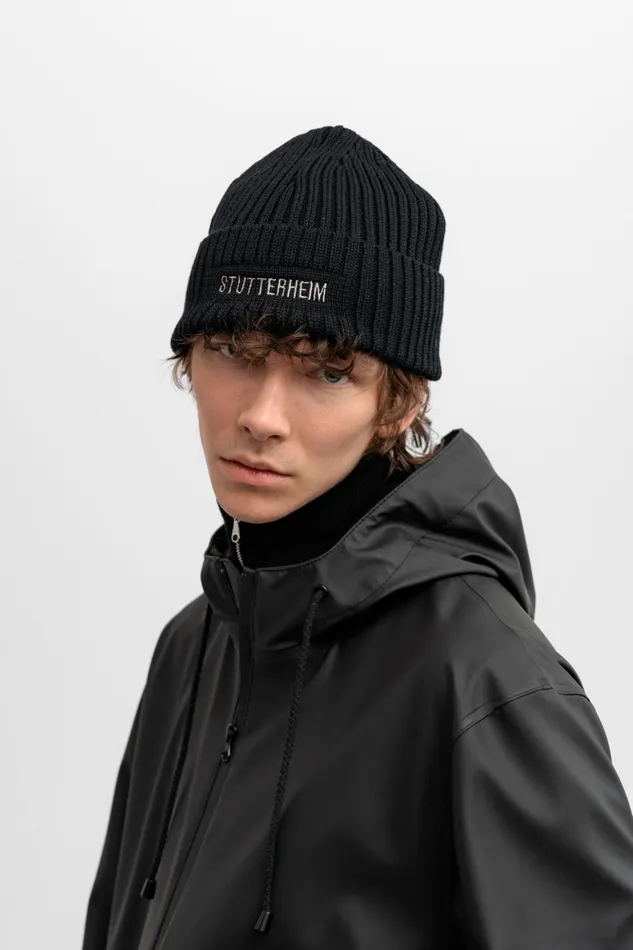 Beanies Women Stutterheim Logo Beanie Black