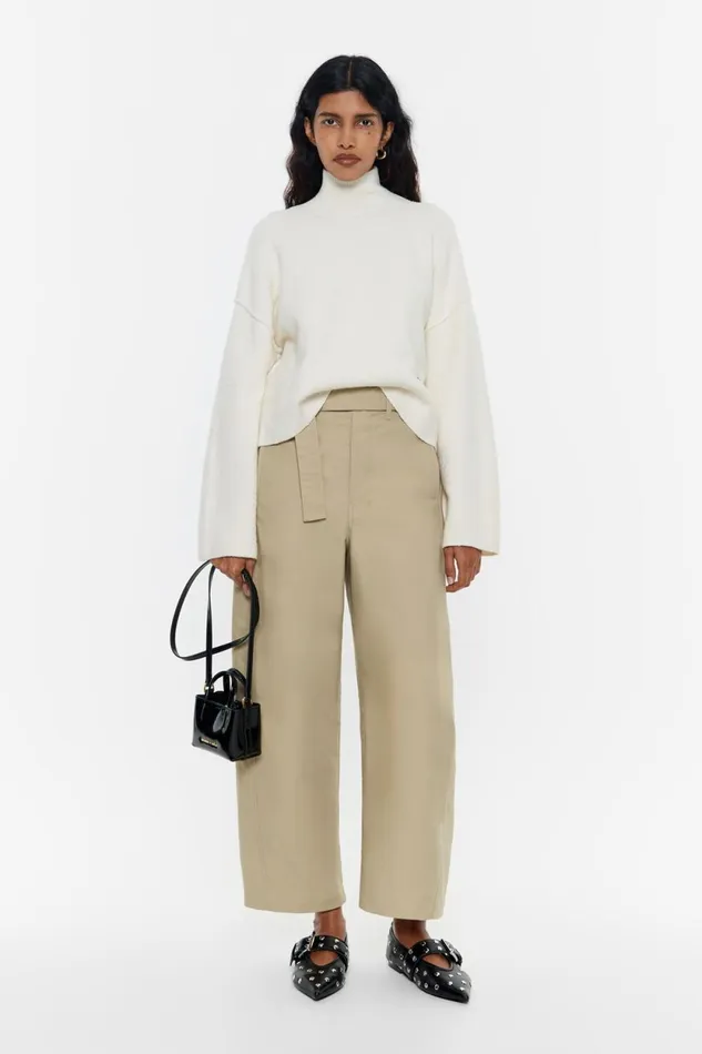 Beige Belted Barrel Leg Trousers Beige Women Bimba Y Lola Trousers Beige Belted Barrel Leg Trousers Beige Women Bimba Y Lola Trousers