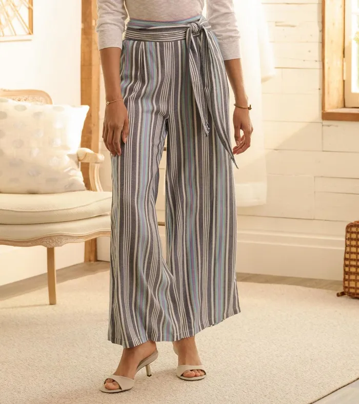 Belted Wide Leg Pants 8211 Rainbow Stripes Hatley