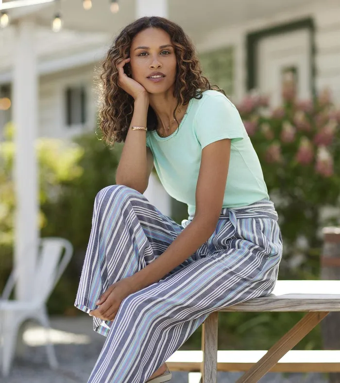 Belted Wide Leg Pants 8211 Rainbow Stripes Hatley