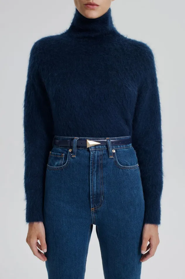 Belts Women Scanlan Theodore BRUSHED TRIANGLE TRIM BELT 2 Darknavy