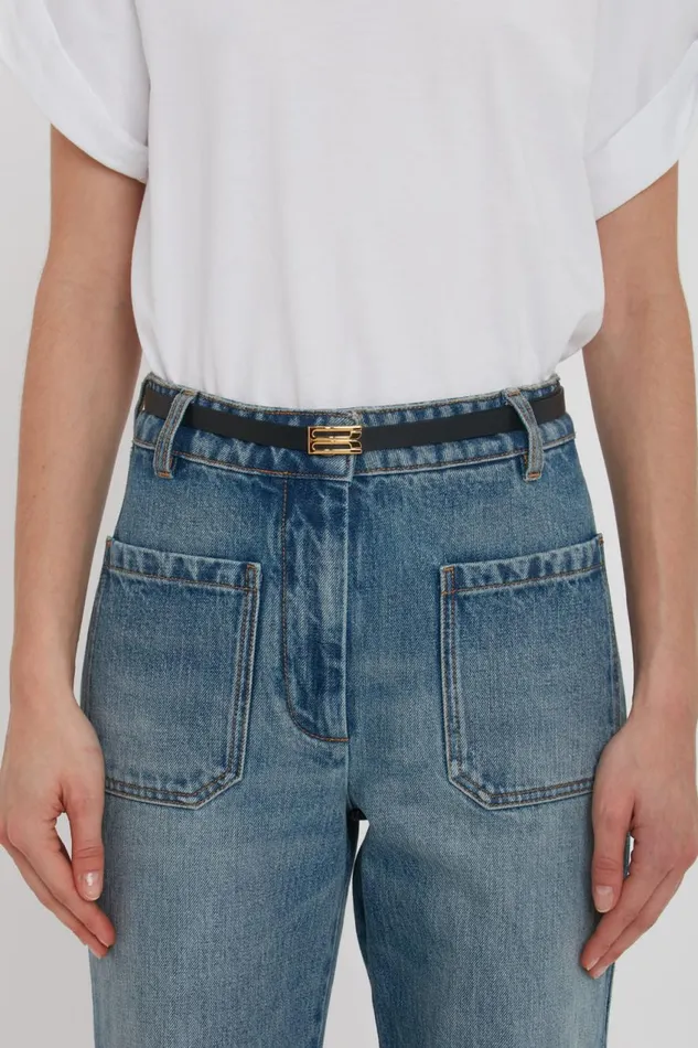 Belts Women Victoria Beckham Exclusive Micro Frame Belt In Black Leather