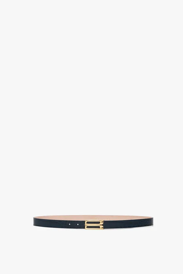 Belts Women Victoria Beckham Frame Belt In Midnight Blue Croc Embossed Calf Leather