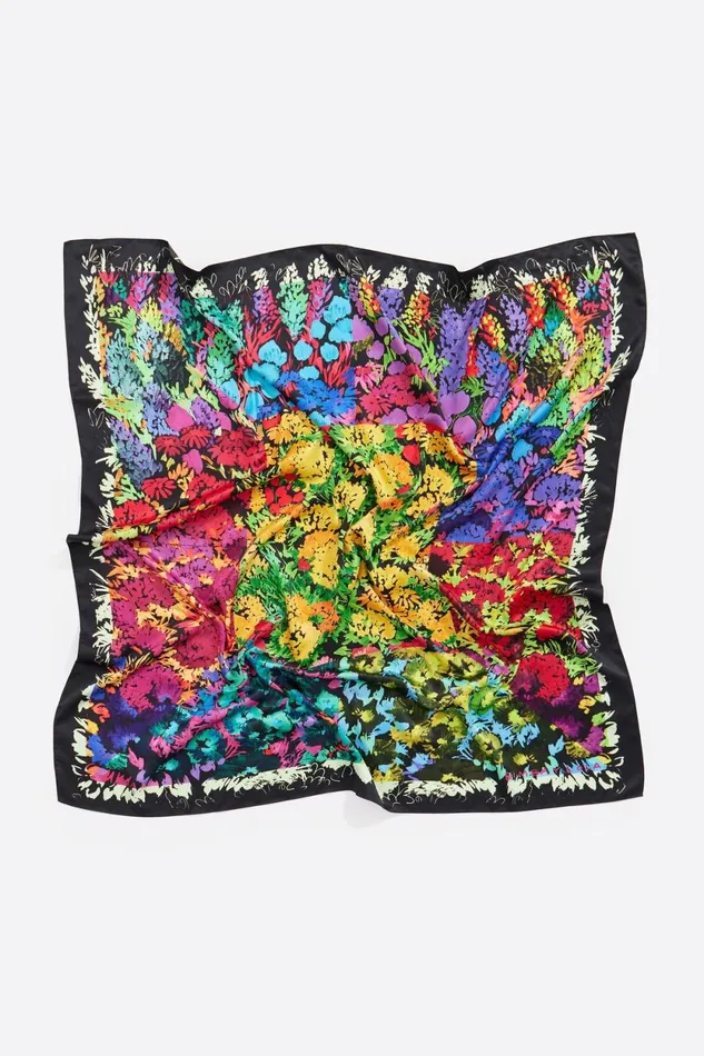 Black Acrylic Floral Scarf Black Women Bimba Y Lola Scarves Black Acrylic Floral Scarf Black Women Bimba Y Lola Scarves