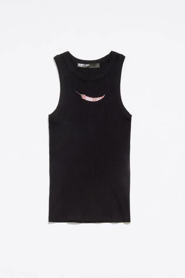 Black Fitted Chili Top Black Women Bimba Y Lola TShirts