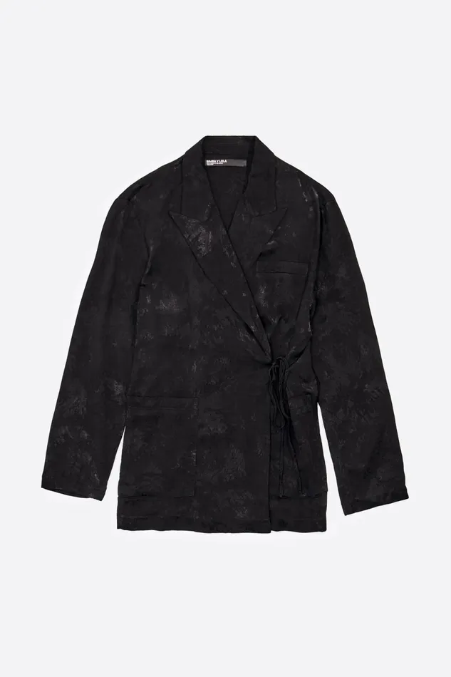 Black Fluid Jacquard Jacket Black Women Bimba Y Lola Jackets And Blazers Black Fluid Jacquard Jacket Black Women Bimba Y Lola Jackets And Blazers