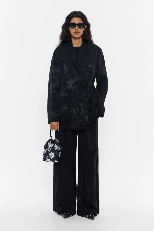 Black Fluid Jacquard Jacket Black Women Bimba Y Lola Jackets And Blazers Black Fluid Jacquard Jacket Black Women Bimba Y Lola Jackets And Blazers