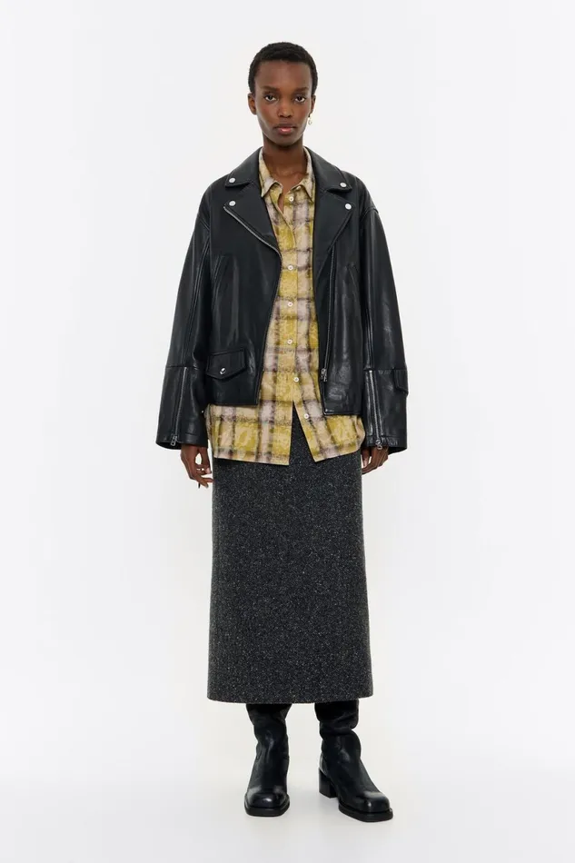 Black Leather Biker Jacket Black Women Bimba Y Lola Jackets And Blazers