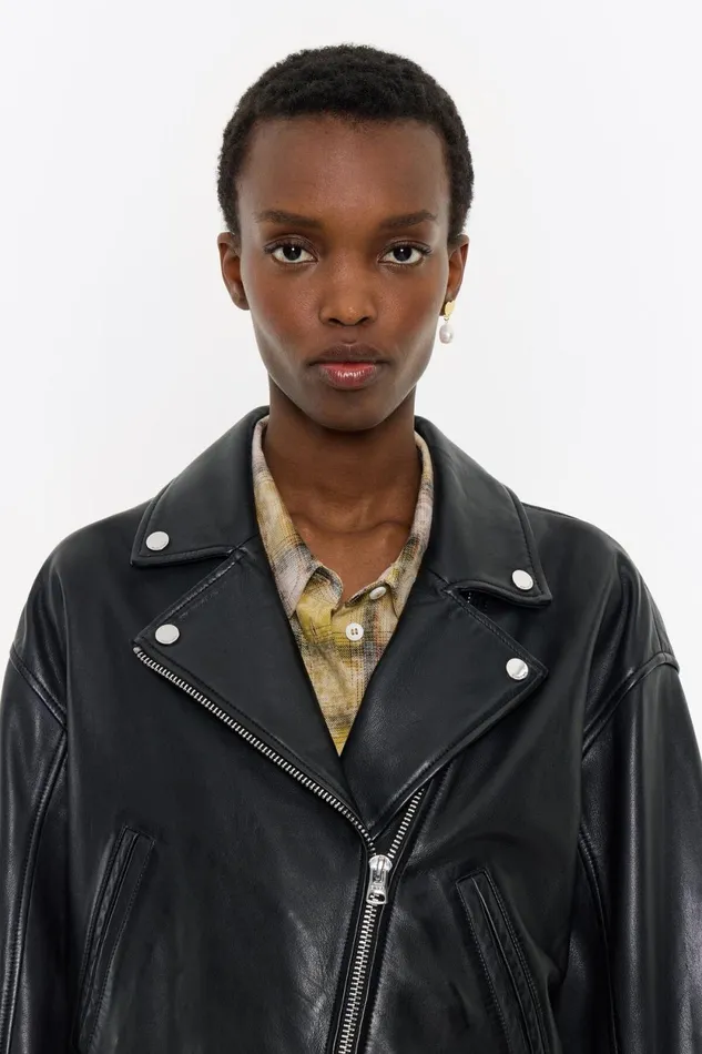 Black Leather Biker Jacket Black Women Bimba Y Lola Jackets And Blazers Black Leather Biker Jacket Black Women Bimba Y Lola Jackets And Blazers