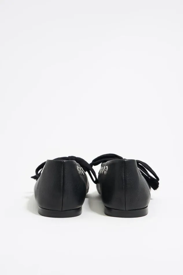 Black Leather Laceup Ballerina Black Women Bimba Y Lola Ballerinas Black Leather Laceup Ballerina Black Women Bimba Y Lola Ballerinas