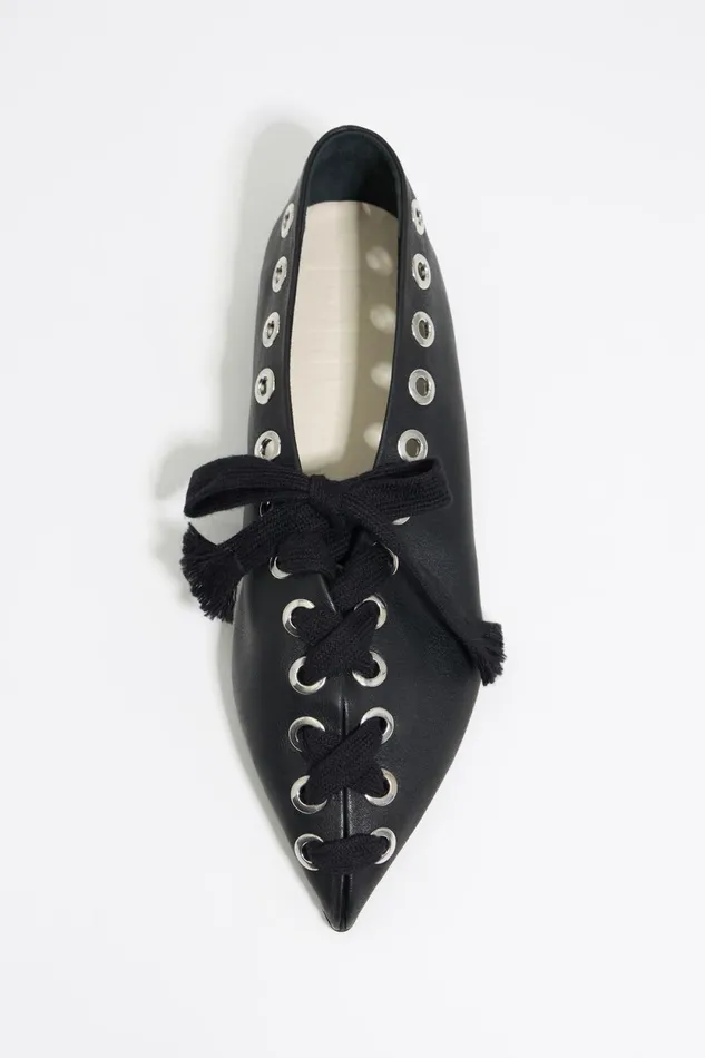 Black Leather Laceup Ballerina Black Women Bimba Y Lola Ballerinas Black Leather Laceup Ballerina Black Women Bimba Y Lola Ballerinas