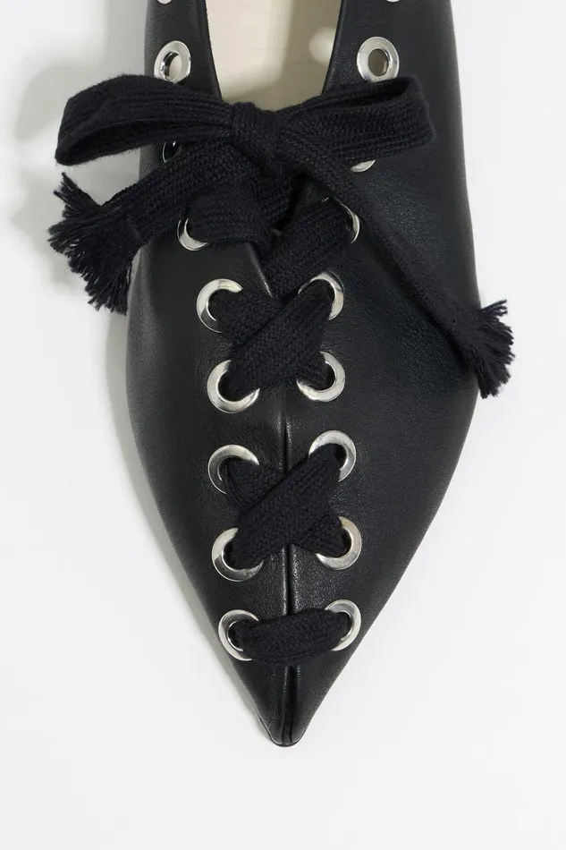 Black Leather Laceup Ballerina Black Women Bimba Y Lola Ballerinas Black Leather Laceup Ballerina Black Women Bimba Y Lola Ballerinas