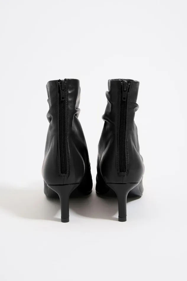 Black Leather Ruched Heeled Ankle Boot Black Women Bimba Y Lola Ankle Boots And Boots Black Leather Ruched Heeled Ankle Boot Black Women Bimba Y Lola Ankle Boots And Boots