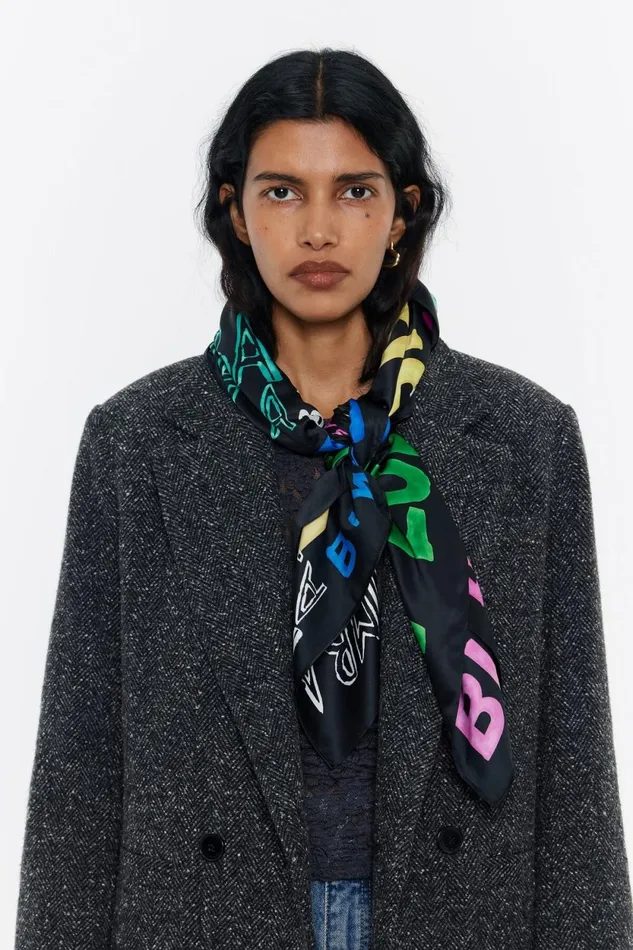 Black Watercolor Logos Scarf Black Women Bimba Y Lola Scarves Black Watercolor Logos Scarf Black Women Bimba Y Lola Scarves