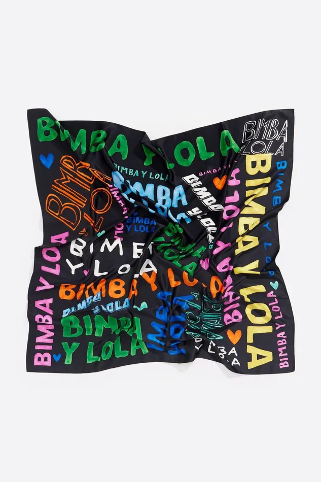 Black Watercolor Logos Scarf Black Women Bimba Y Lola Scarves Black Watercolor Logos Scarf Black Women Bimba Y Lola Scarves