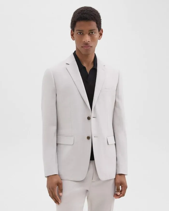 Blazers Jackets Men Theory Morton Slim Blazer In LinenViscose Limestone