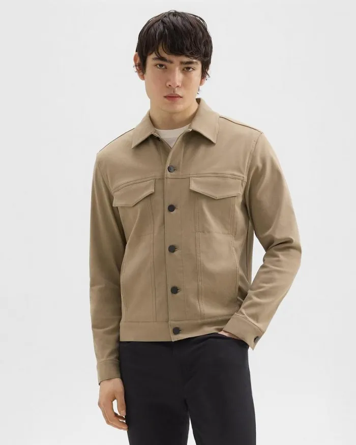 Blazers Jackets Men Theory River Trucker Jacket In Neoteric Twill Bark