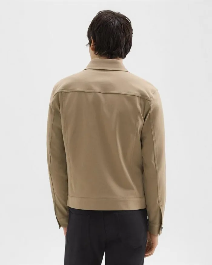 Blazers Jackets Men Theory River Trucker Jacket In Neoteric Twill Bark Blazers Jackets Men Theory River Trucker Jacket In Neoteric Twill Bark