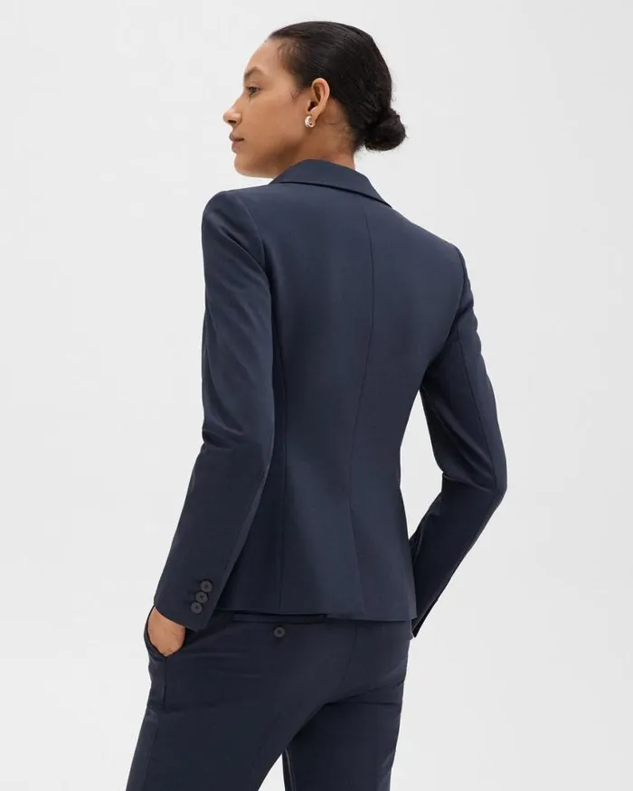 Blazers Jackets Women Theory Carissa Blazer In Good Wool Nocturne Navy