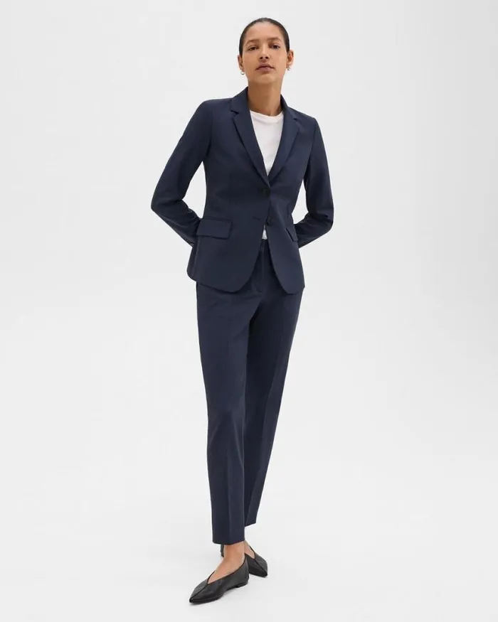 Blazers Jackets Women Theory Carissa Blazer In Good Wool Nocturne Navy