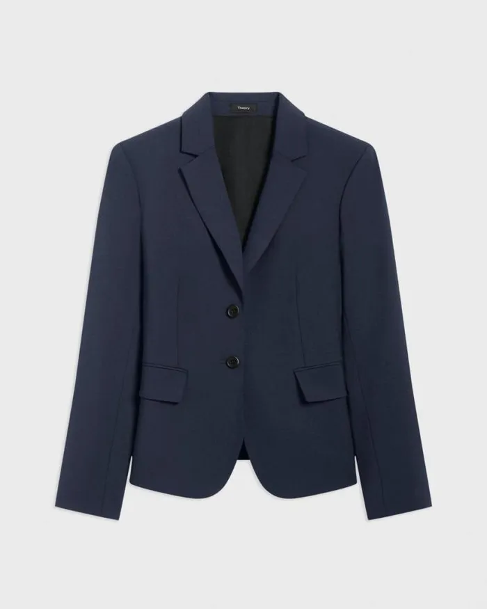 Blazers Jackets Women Theory Carissa Blazer In Good Wool Nocturne Navy
