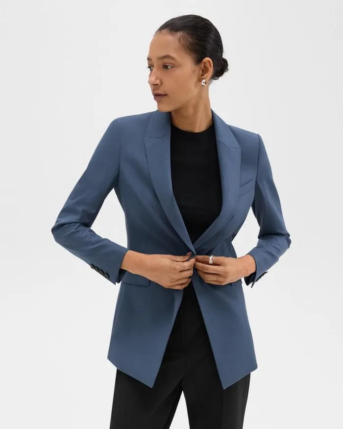 Blazers Jackets Women Theory Etiennette Blazer In Good Wool Ash Blue