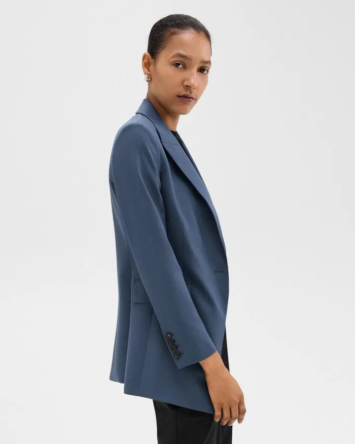 Blazers Jackets Women Theory Etiennette Blazer In Good Wool Ash Blue