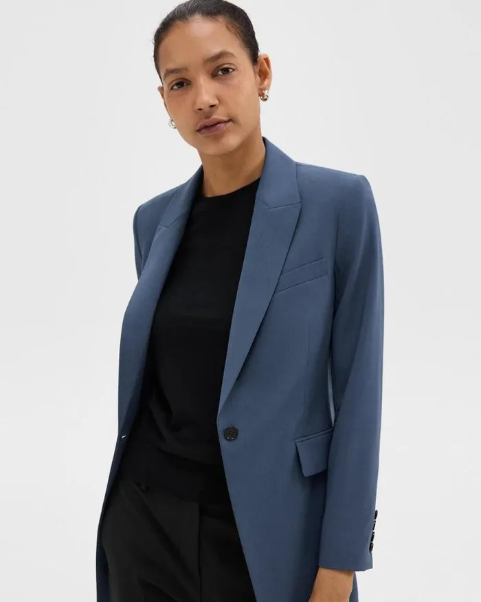 Blazers Jackets Women Theory Etiennette Blazer In Good Wool Ash Blue