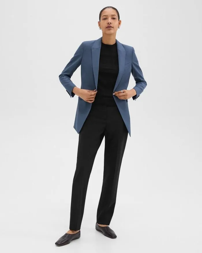 Blazers Jackets Women Theory Etiennette Blazer In Good Wool Ash Blue