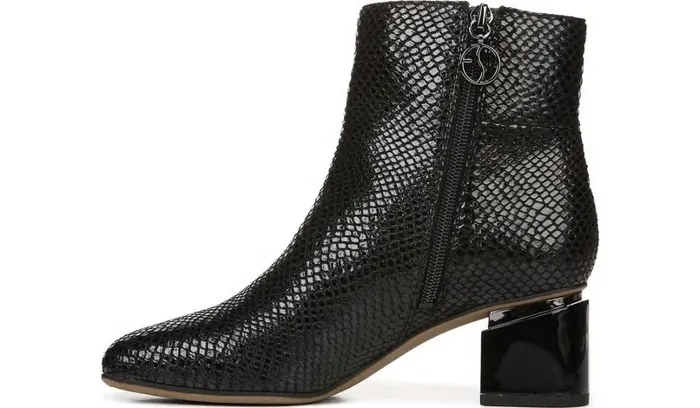 Booties Women Franco Sarto Franco Marquee Bootie Black Snake Print Leather