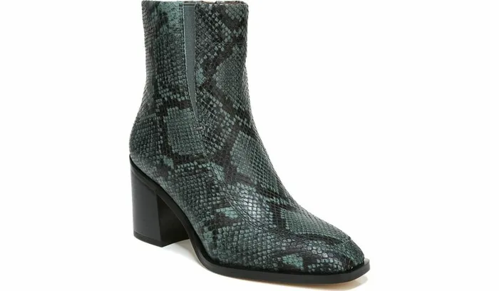 Booties Women Franco Sarto Sarto Romana Block Heel Bootie Teal Leather