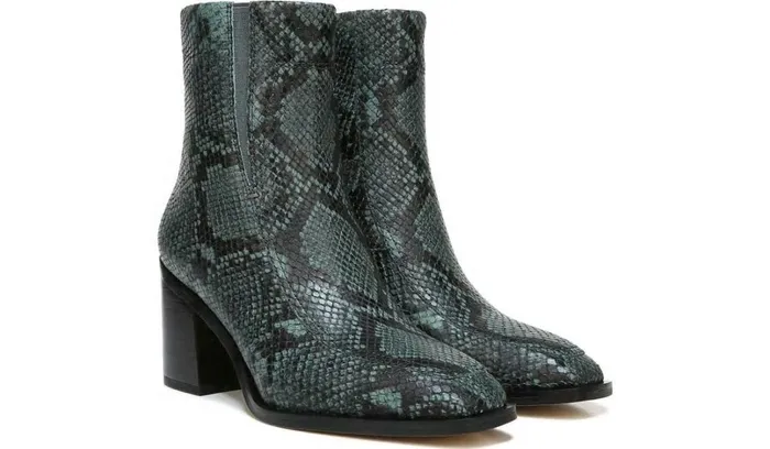 Booties Women Franco Sarto Sarto Romana Block Heel Bootie Teal Leather