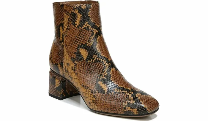Boots Women Franco Sarto Franco Marquee Bootie Brown Snake Print Leather