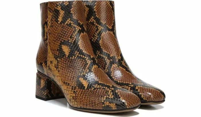 Boots Women Franco Sarto Franco Marquee Bootie Brown Snake Print Leather