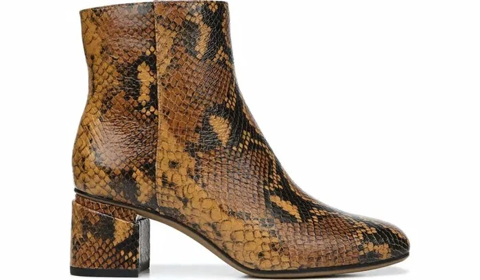 Boots Women Franco Sarto Franco Marquee Bootie Brown Snake Print Leather