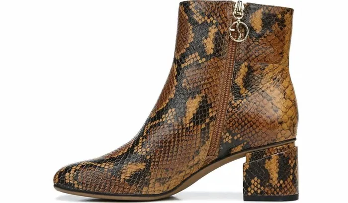 Boots Women Franco Sarto Franco Marquee Bootie Brown Snake Print Leather