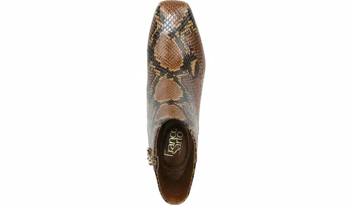 Boots Women Franco Sarto Franco Marquee Bootie Brown Snake Print Leather