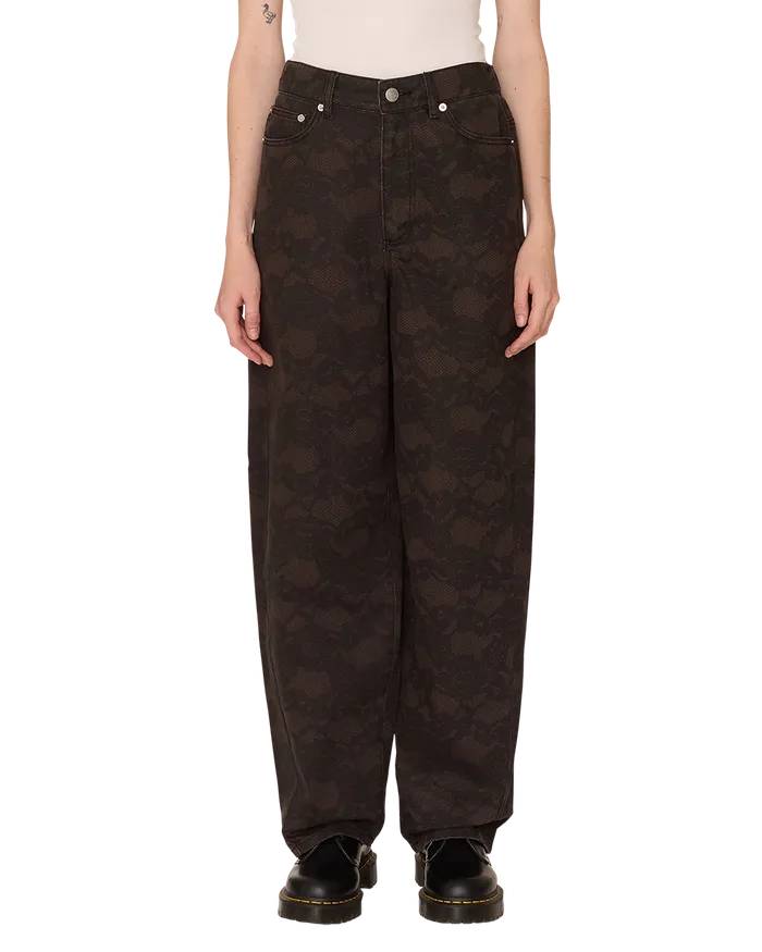 BOTTOMS Women LEAH III BAGGY 5 PKT PANT Chocolate OBEY Clothing