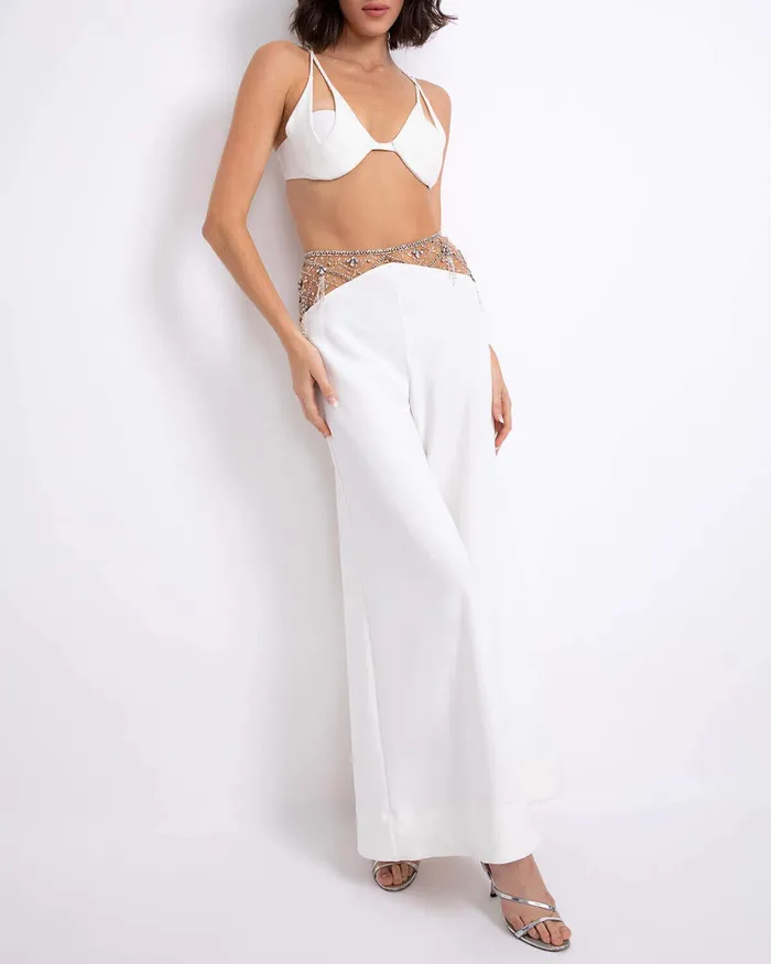 Bottoms Women PatBO HandBeaded Wide Leg Pant FINAL SALE