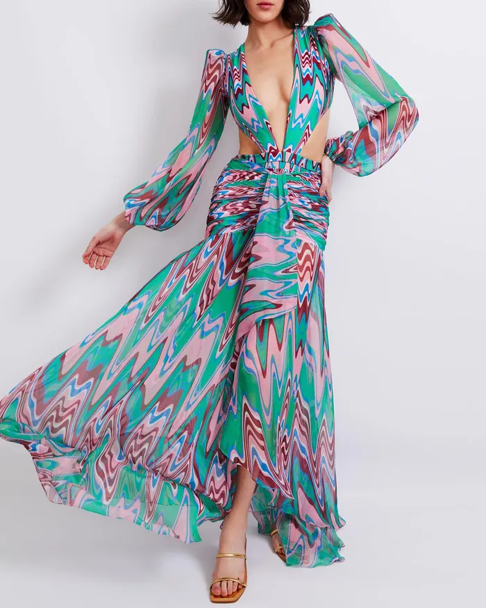 Bottoms Women PatBO Wave High Waist Draped Maxi Skirt FINAL SALE