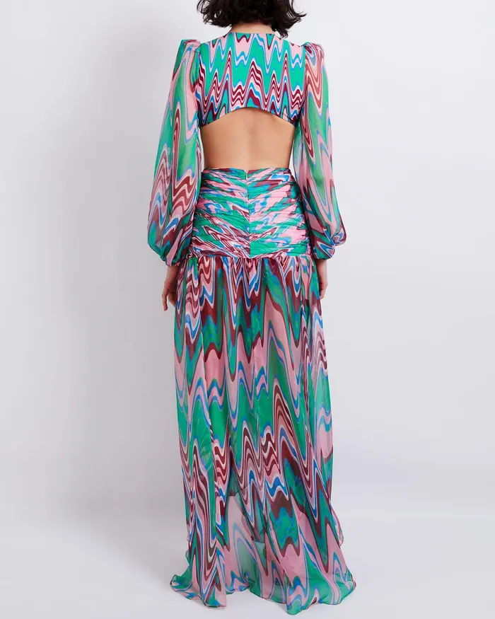 Bottoms Women PatBO Wave High Waist Draped Maxi Skirt FINAL SALE