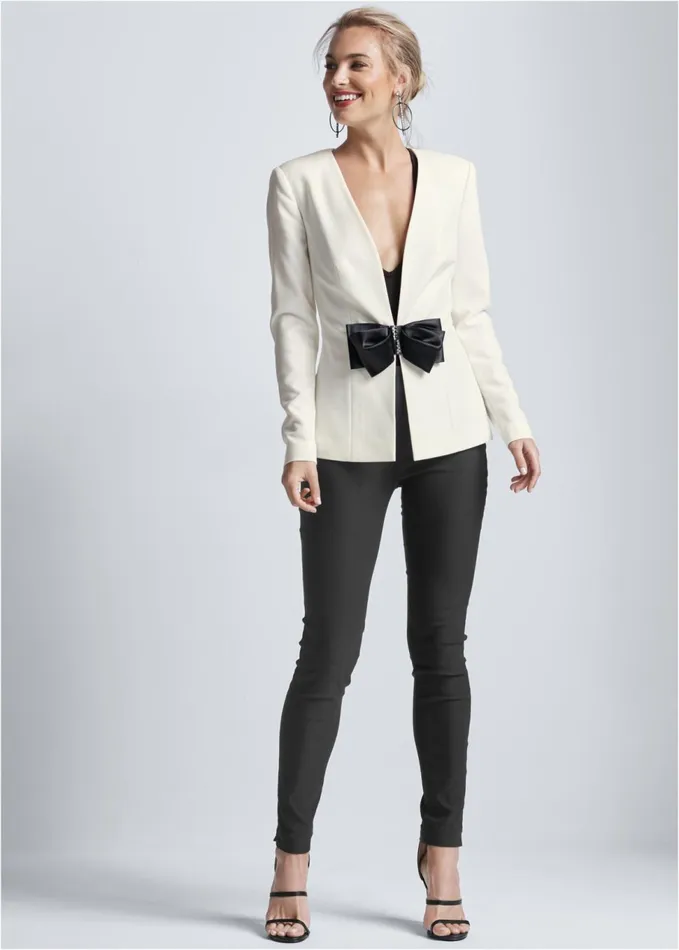 BOW DETAIL BLAZER White Multi Women VENUS Blazers